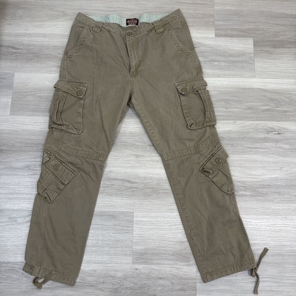 Matchstick Cargo Pants Men Beige Utility Tactical Work Size 40x30
